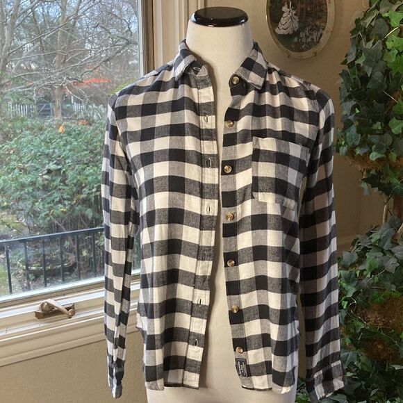 Abercrombie & Fitch Black&White Flannel Button Down Top Size XXS - Picture 10 of 11